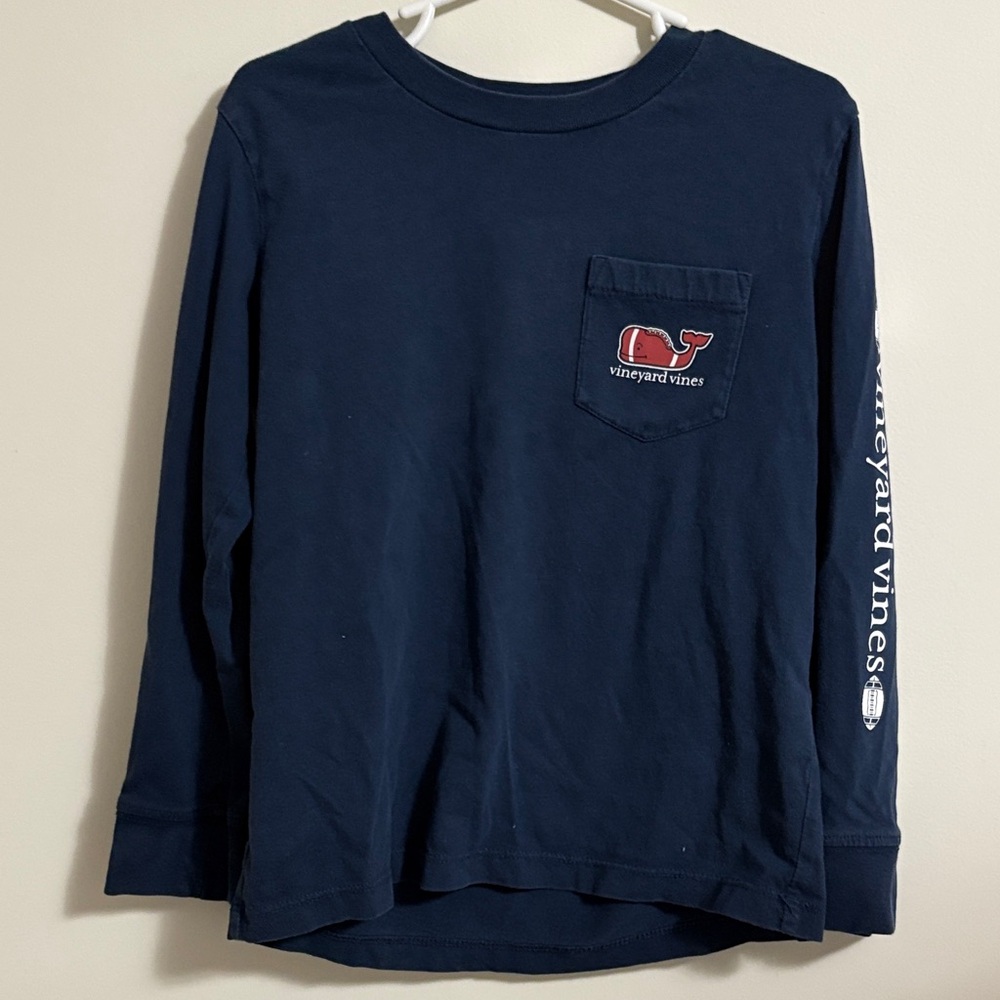 Vineyard Vines Kids Long Sleeve Tee in Navy with Logo